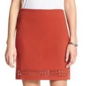 BANANA REPUBLIC burnt orange mini skirt laser cut detail office siren preppy 14